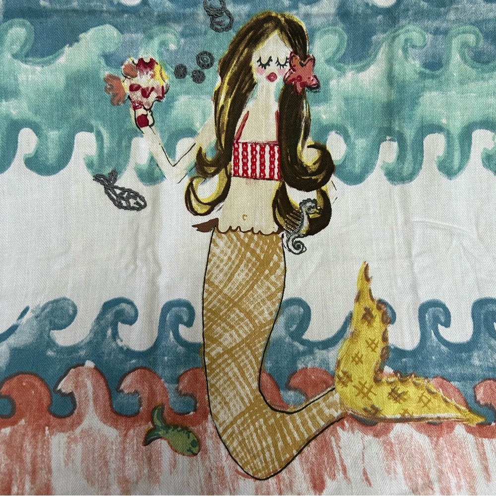 ANTHROPOLOGIE Mermaid Print Kitchen Tea Dish Towel Embroidery #1225258 - Picture 8 of 13